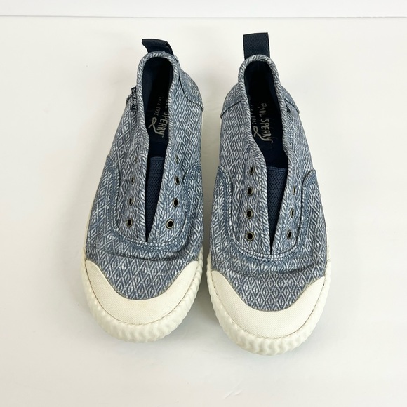 Sherry Slip On Blue White Geometric Print Elastic Stretch Women’s Shoes Size 7 - Picture 12 of 13